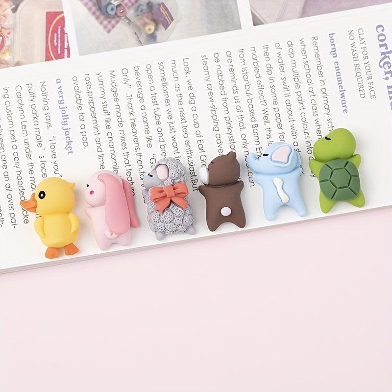 6pcs Resin Animal Tummy DIY Cream Glue Phone Case Patch Sticker