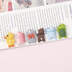 6pcs Resin Animal Tummy DIY Cream Glue Phone Case Patch Sticker
