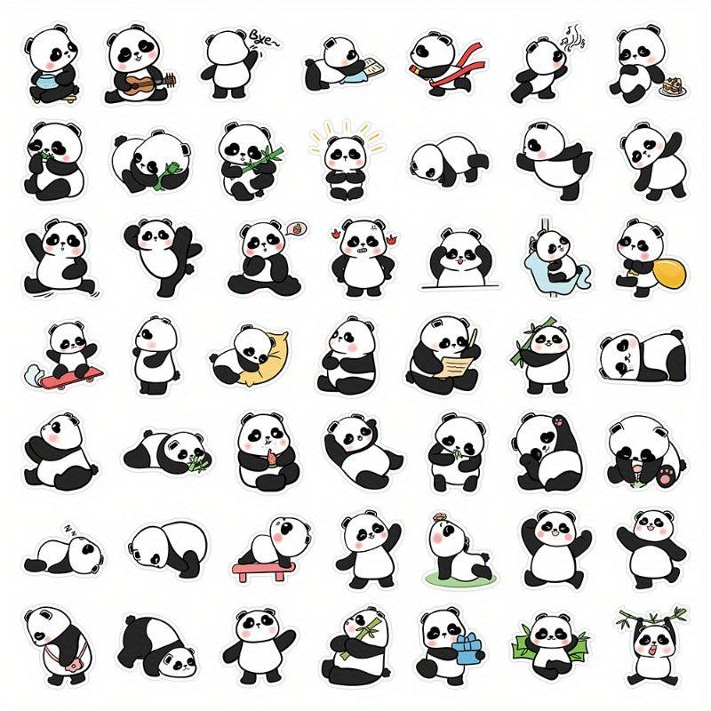 50pcs Cartoon Panda Stickers For Water Cup Laptop Guitar