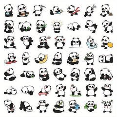 50pcs Cartoon Panda Stickers For Water Cup Laptop Guitar