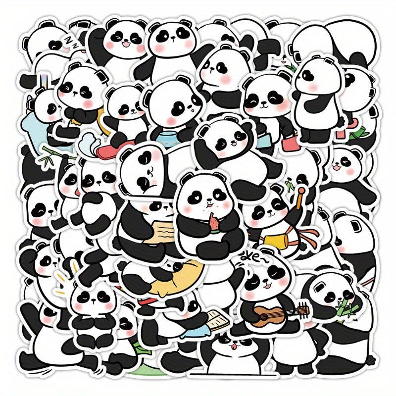 50pcs Cartoon Panda Stickers For Water Cup Laptop Guitar