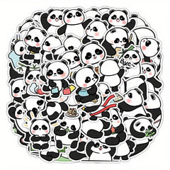 50pcs Cartoon Panda Stickers For Water Cup Laptop Guitar