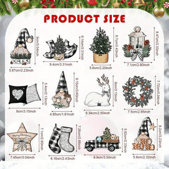 36pcs Gray Christmas Wooden Decorations Party Home Decorations