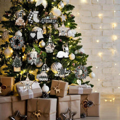 36pcs Gray Christmas Wooden Decorations Party Home Decorations