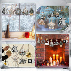 36pcs Gray Christmas Wooden Decorations Party Home Decorations