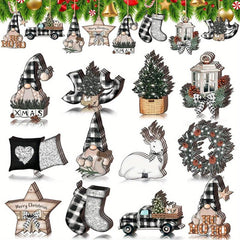36pcs Gray Christmas Wooden Decorations Party Home Decorations