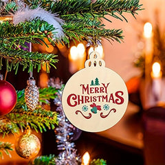 5pcs Wooden Christmas Ornaments DIY Blank Round Wooden Plate Ornaments