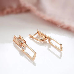 Geometric Zircon Dangle Earrings Vintage Style for Women