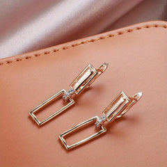 Geometric Zircon Dangle Earrings Vintage Style for Women