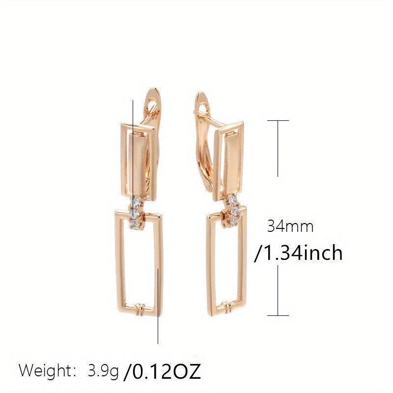 Geometric Zircon Dangle Earrings Vintage Style for Women