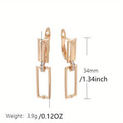Geometric Zircon Dangle Earrings Vintage Style for Women