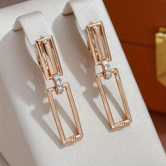Geometric Zircon Dangle Earrings Vintage Style for Women