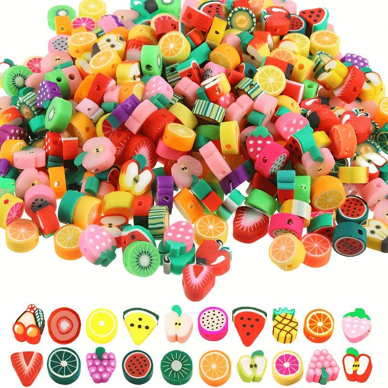 50pcs Soft Clay Beads Mixed Fruit Charm Spacer Beads For DIY Jewelry Random