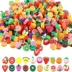 50pcs Soft Clay Beads Mixed Fruit Charm Spacer Beads For DIY Jewelry Random