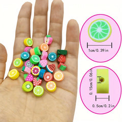 50pcs Soft Clay Beads Mixed Fruit Charm Spacer Beads For DIY Jewelry Random