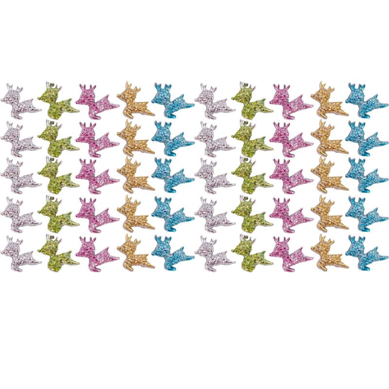 Glitter Resin 3D Mini Deer Figurines - Christmas Applique Nail Art Decor