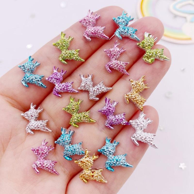 Glitter Resin 3D Mini Deer Figurines - Christmas Applique Nail Art Decor