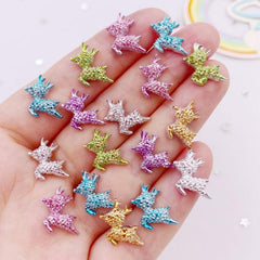 Glitter Resin 3D Mini Deer Figurines - Christmas Applique Nail Art Decor