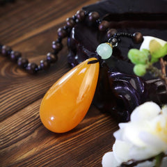 Orange Chalcedony Water Drop Pendant Necklace Boho Accessories