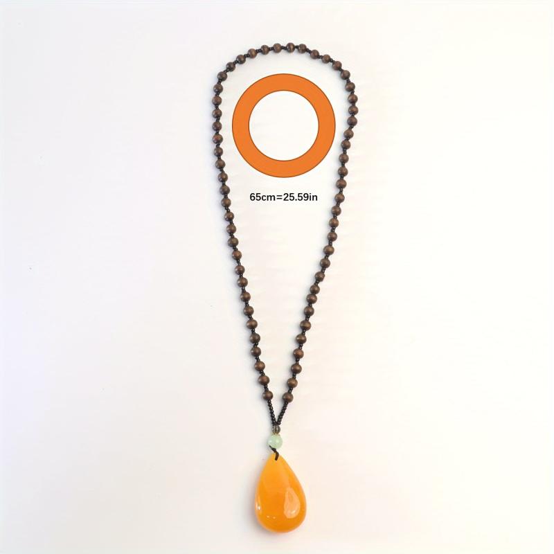 Orange Chalcedony Water Drop Pendant Necklace Boho Accessories