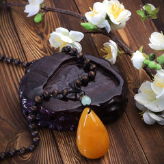 Orange Chalcedony Water Drop Pendant Necklace Boho Accessories