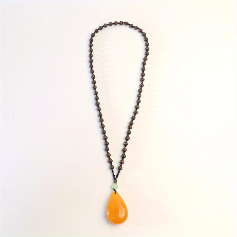 Orange Chalcedony Water Drop Pendant Necklace Boho Accessories