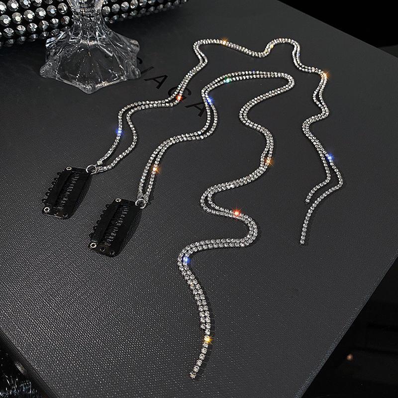 Rhinestone Chain Hair Clip Eye-catching Hair Ornament