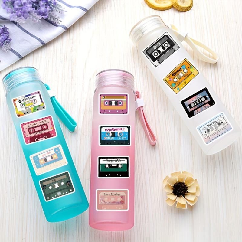 50pcs Music Tape Stickers for Adults Water Bottles Laptop Skatebo