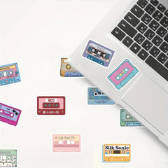 50pcs Music Tape Stickers for Adults Water Bottles Laptop Skatebo