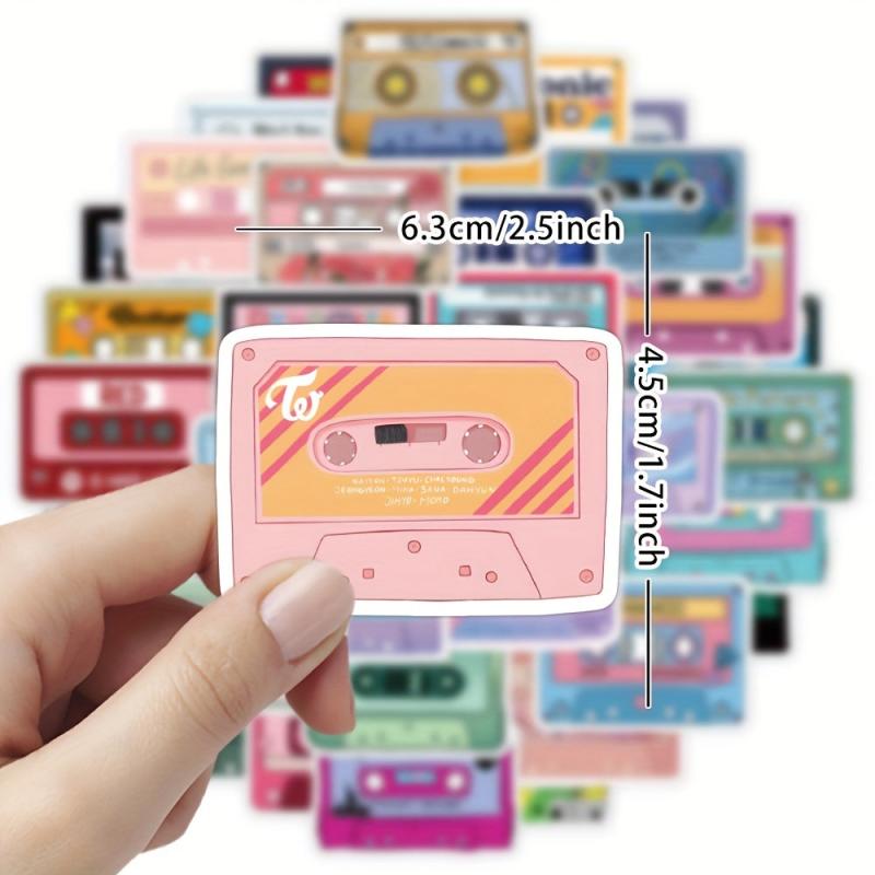50pcs Music Tape Stickers for Adults Water Bottles Laptop Skatebo