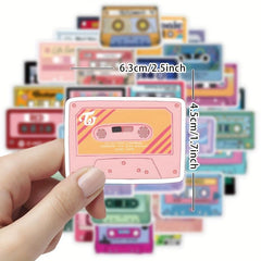 50pcs Music Tape Stickers for Adults Water Bottles Laptop Skatebo