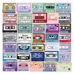 50pcs Music Tape Stickers for Adults Water Bottles Laptop Skatebo