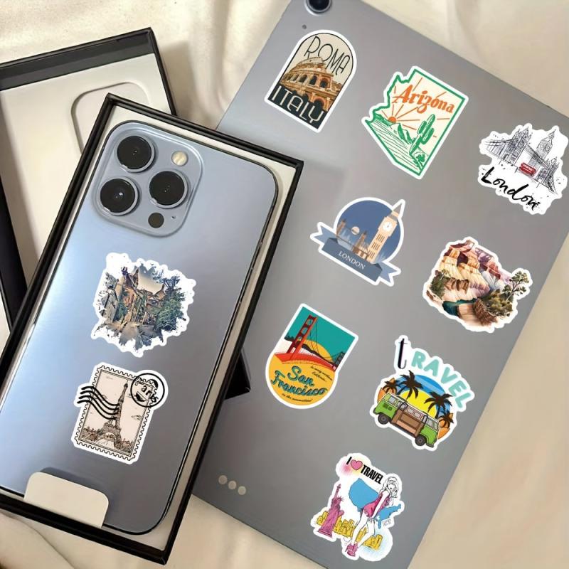 50pcs Outdoor Hiking Stickers Waterproof Travel Nature Decals Car Luggage Decor