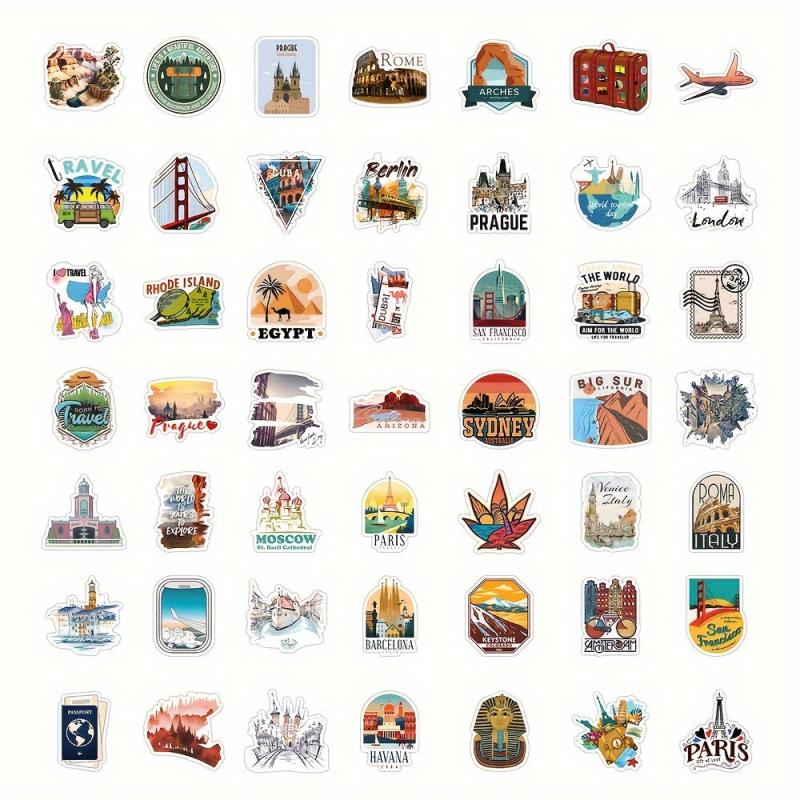 50pcs Outdoor Hiking Stickers Waterproof Travel Nature Decals Car Luggage Decor