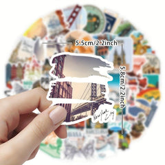 50pcs Outdoor Hiking Stickers Waterproof Travel Nature Decals Car Luggage Decor
