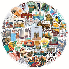 50pcs Outdoor Hiking Stickers Waterproof Travel Nature Decals Car Luggage Decor