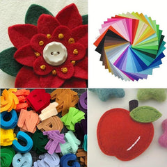 40 Mini Felt Fabric Sheets Patchwork Sewing DIY Craft Assorted Pack Nonwoven
