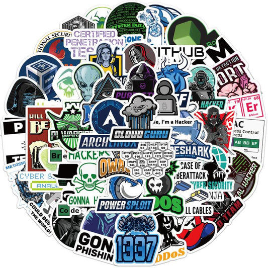 50pcs Hacker Stickers Waterproof DIY Room Decoration For Teens Adults
