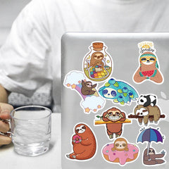 50pcs Sloth Waterproof Stickers for Phone & Computer DIY Cartoon Material