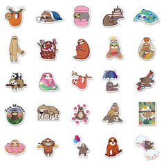50pcs Sloth Waterproof Stickers for Phone & Computer DIY Cartoon Material