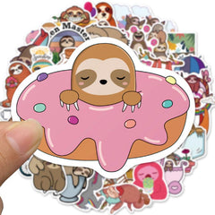 50pcs Sloth Waterproof Stickers for Phone & Computer DIY Cartoon Material