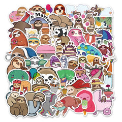 50pcs Sloth Waterproof Stickers for Phone & Computer DIY Cartoon Material
