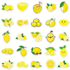 50 Lemon Fruit Waterproof Stickers DIY Laptop Skateboard Party Decoration