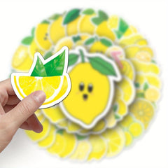 50 Lemon Fruit Waterproof Stickers DIY Laptop Skateboard Party Decoration