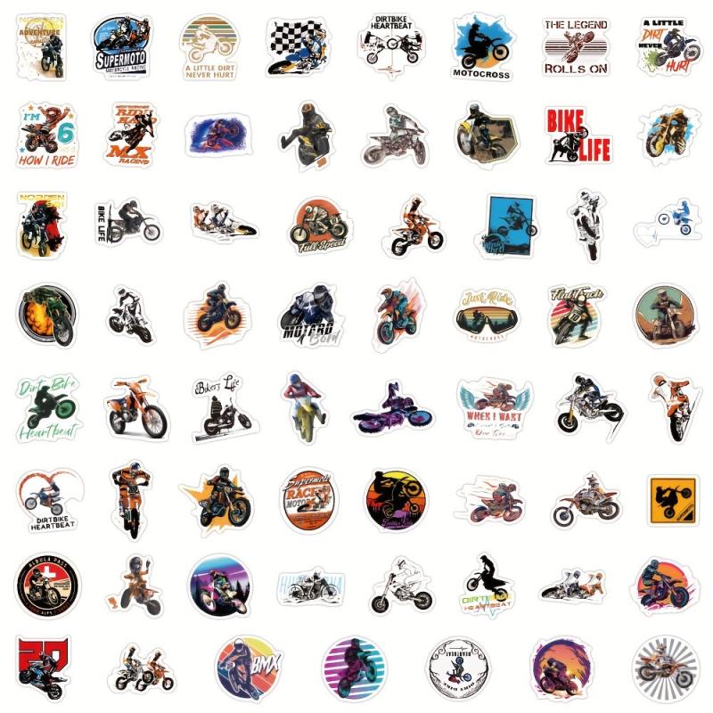 62pcs Motocross Stickers Waterproof Motorbike Stickers For Teens