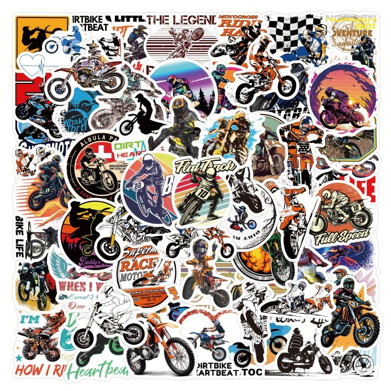 62pcs Motocross Stickers Waterproof Motorbike Stickers For Teens