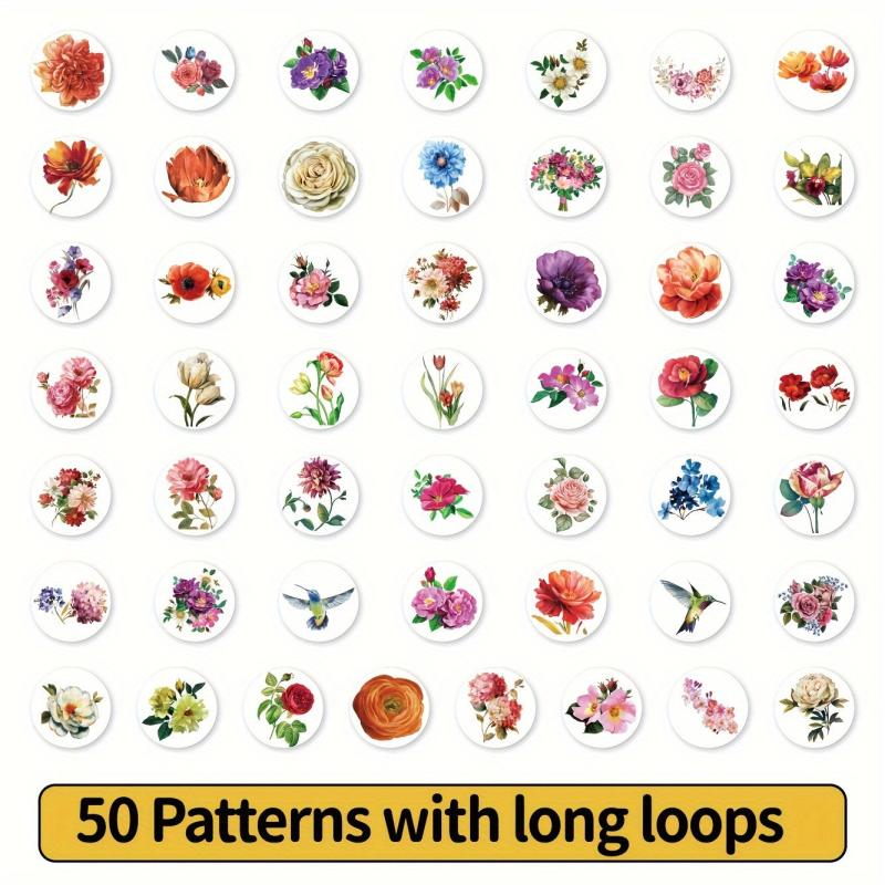 200pcs Bright Flowers Tape Sticker for Journaling Scrapbooking