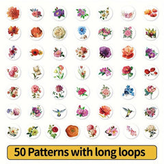 200pcs Bright Flowers Tape Sticker for Journaling Scrapbooking