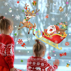 Santa Elk Snowflake Window Stickers Christmas Wall Stickers