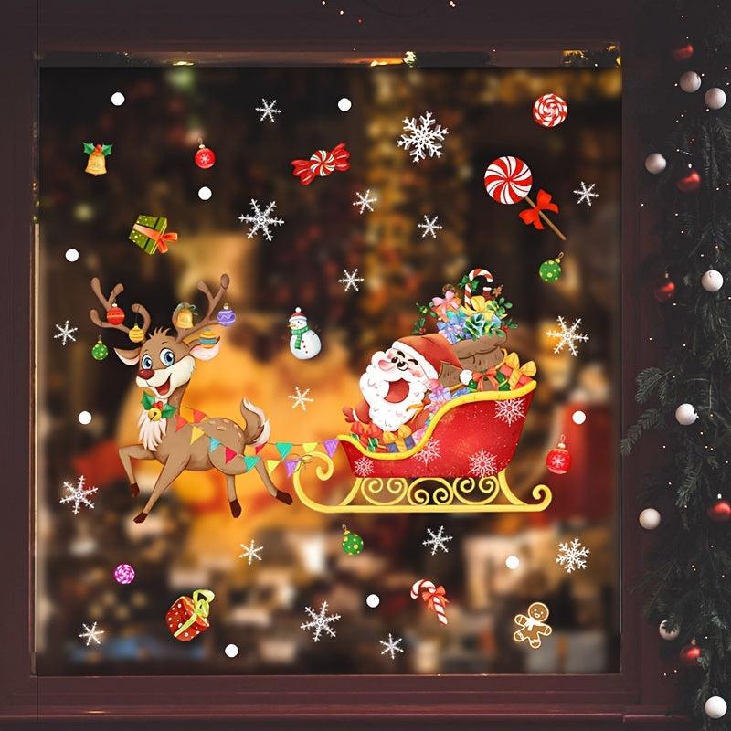 Santa Elk Snowflake Window Stickers Christmas Wall Stickers